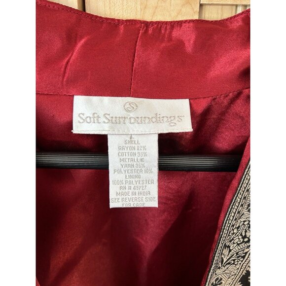 Soft Surroundings Jacquard Pattern Kimono Black Gold Open Jacket Size Large - Picture 2 of 3